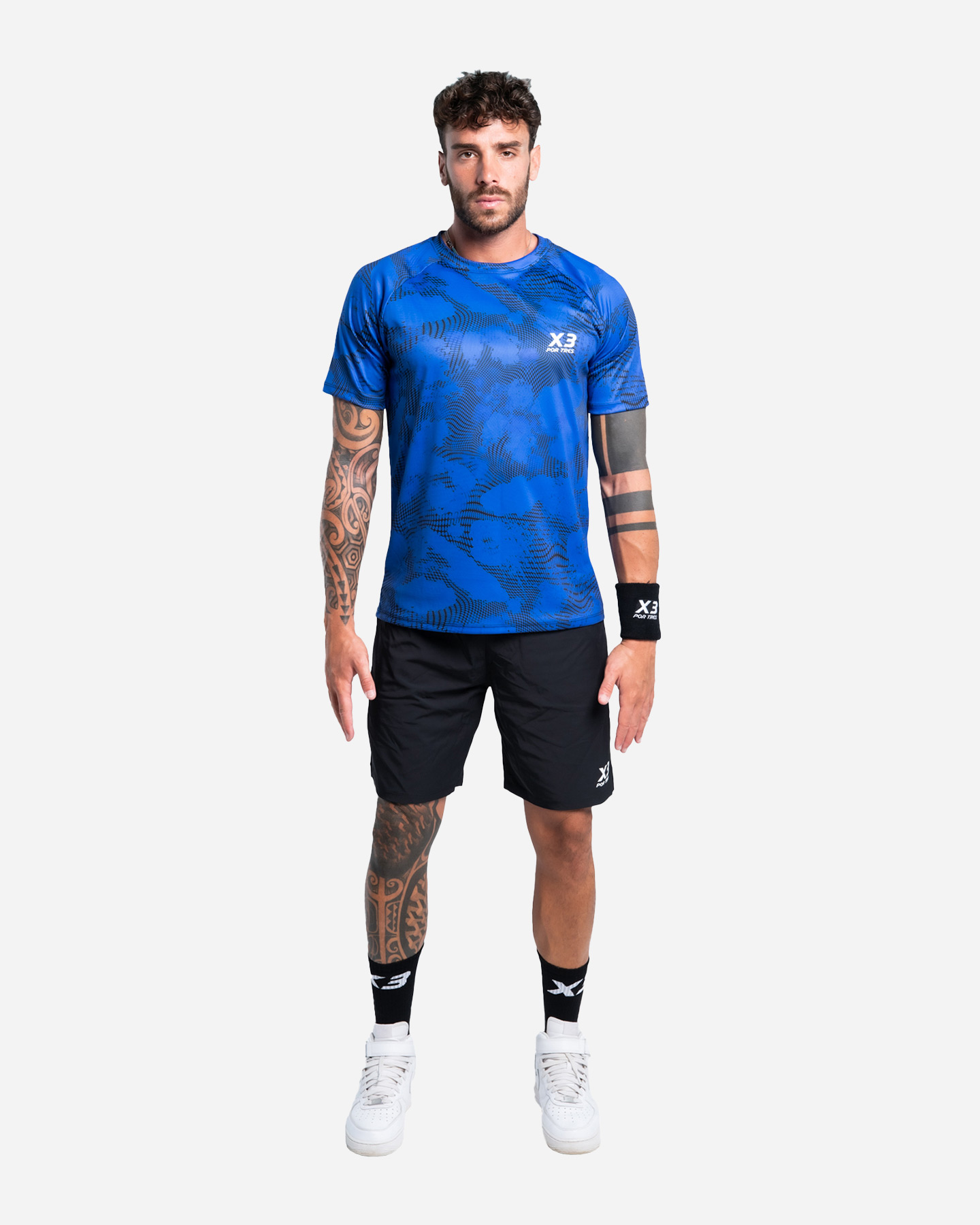 T-shirt tennis X3 POR TRES BRUXELLES M - Blu - 1 | Cisalfa Sport